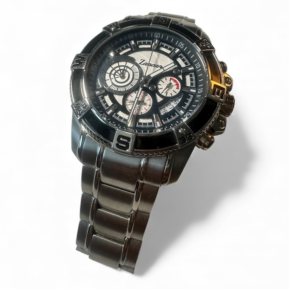 Zancan Men's Black Chronograph Watch Stainless Steel Analog Wristwatch